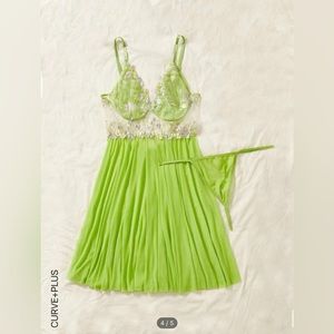 Shein embroidered slip and thong